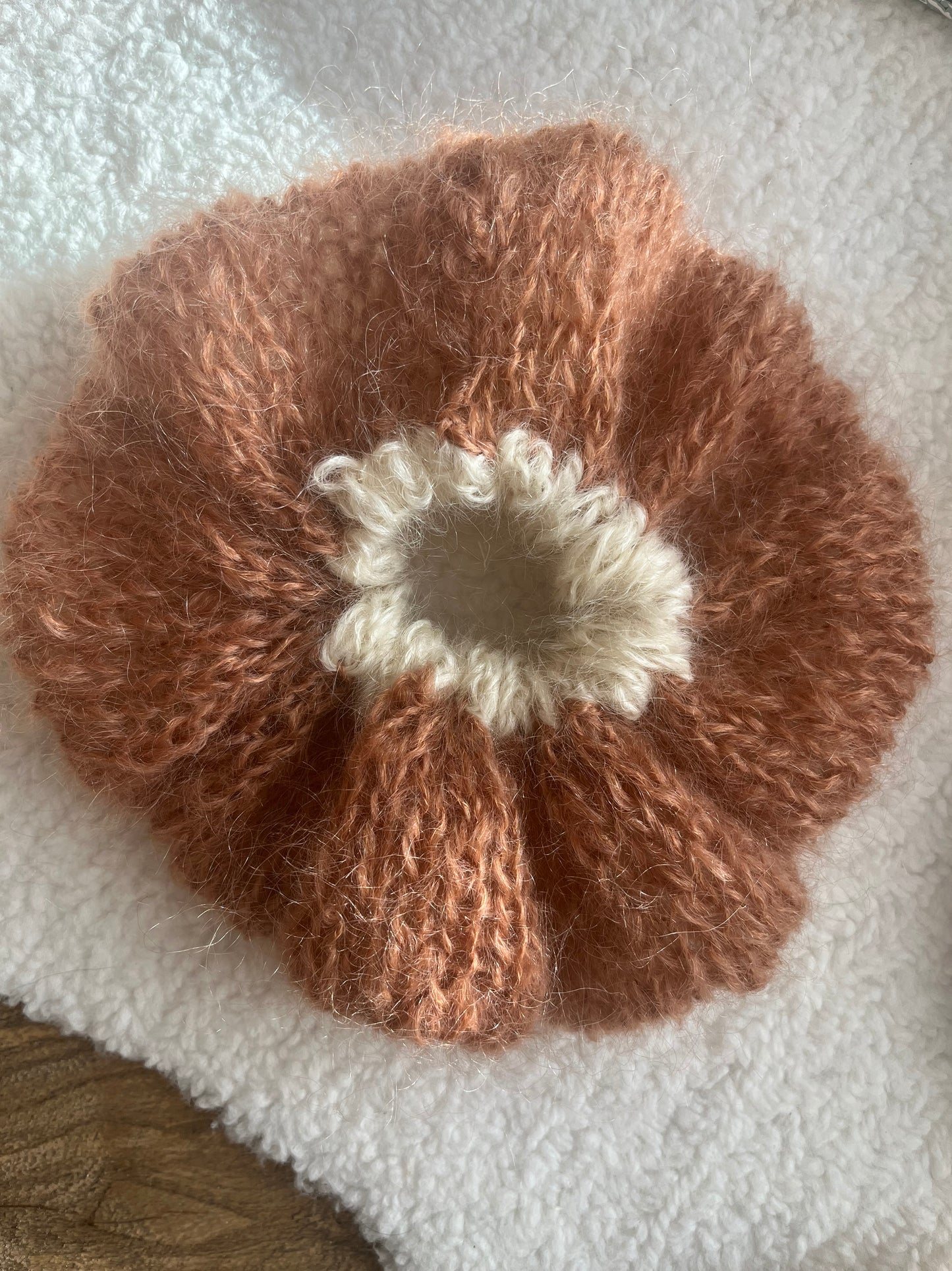 Chouchou BICOLORE BRONZE/CRÈME mohair oversize