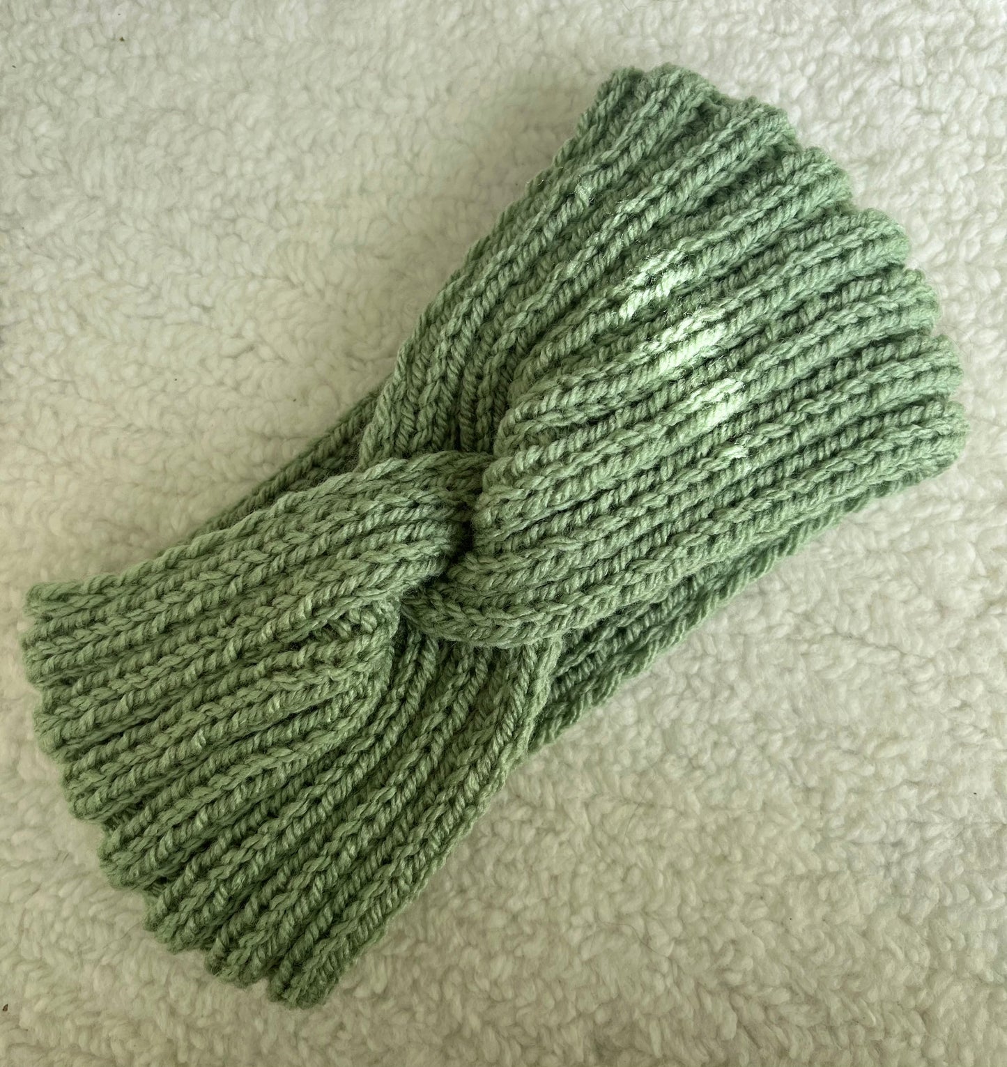 Bandeau + chouchou VERT SAUGE oversize
