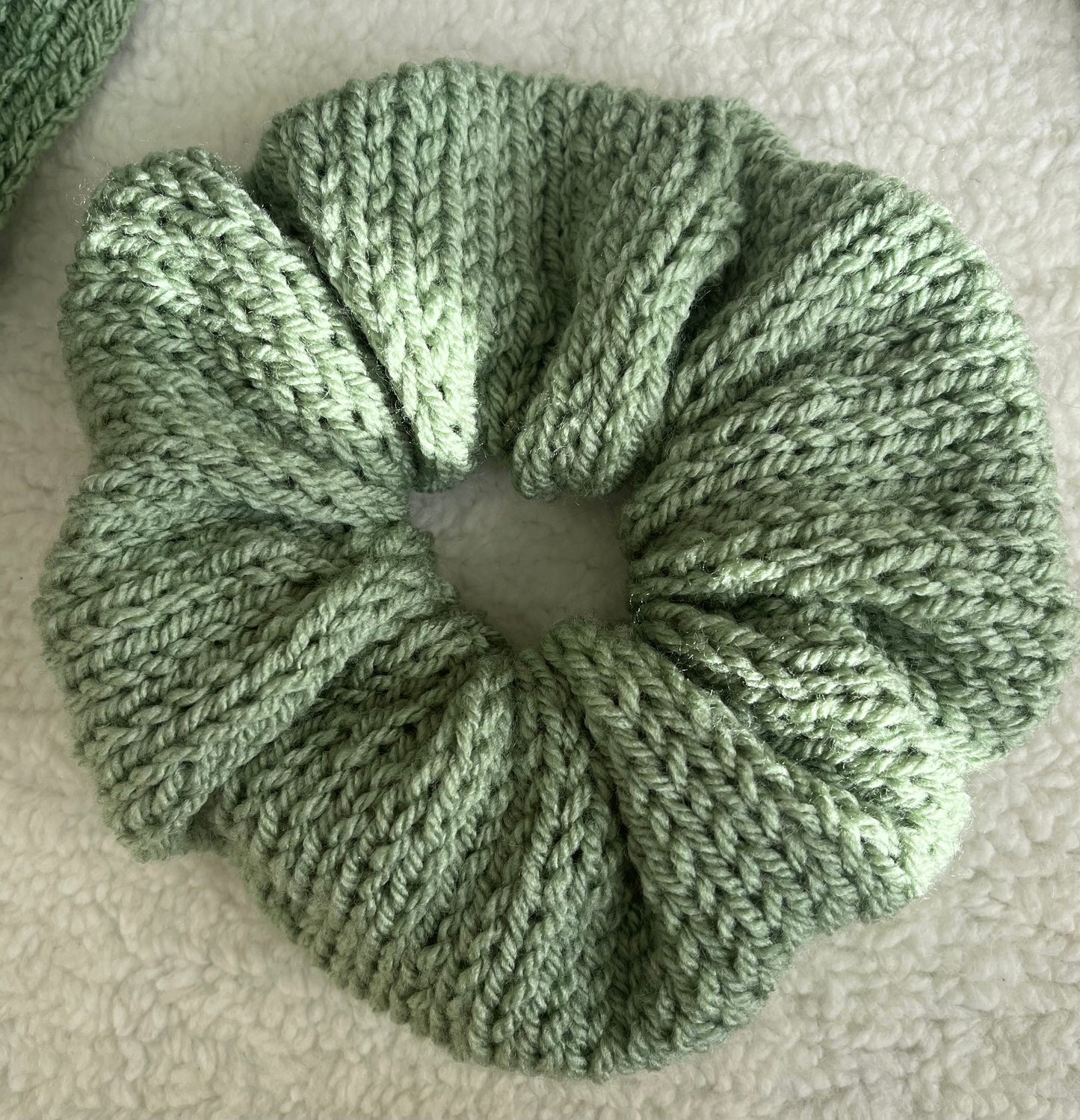Bandeau + chouchou VERT SAUGE oversize
