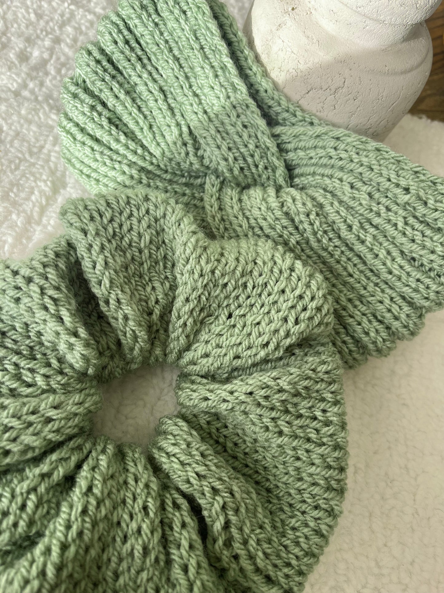 Bandeau + chouchou VERT SAUGE oversize