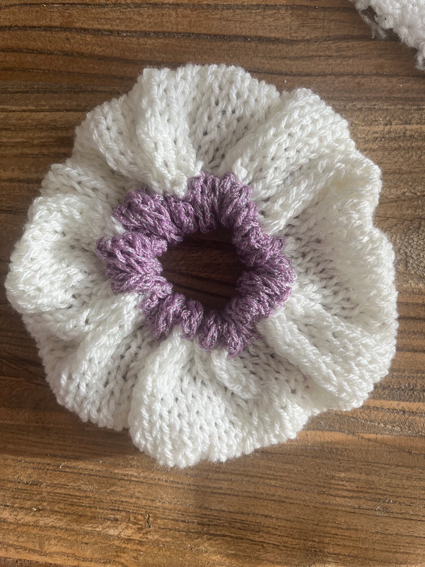 Chouchou BICOLORE PAILLETTES LILAS/BLANC
