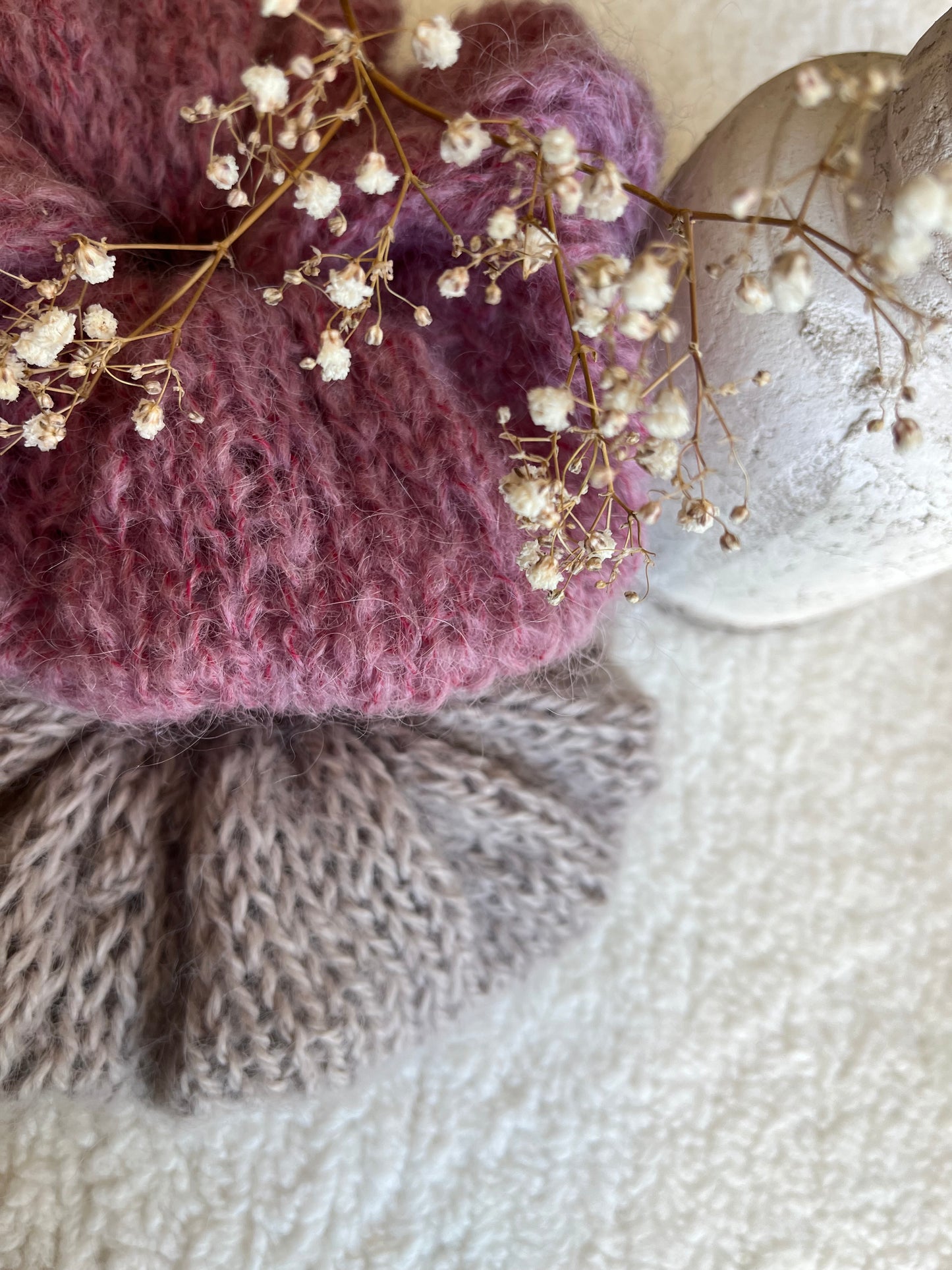 Chouchou ROSE ORCHIDÉE mohair oversize