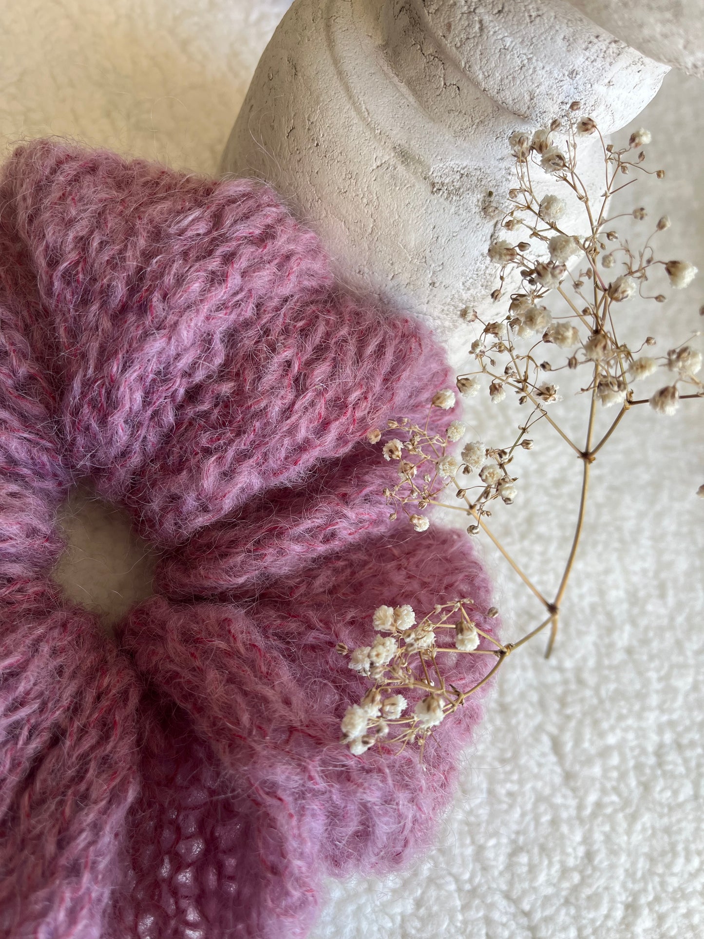 Chouchou ROSE ORCHIDÉE mohair oversize
