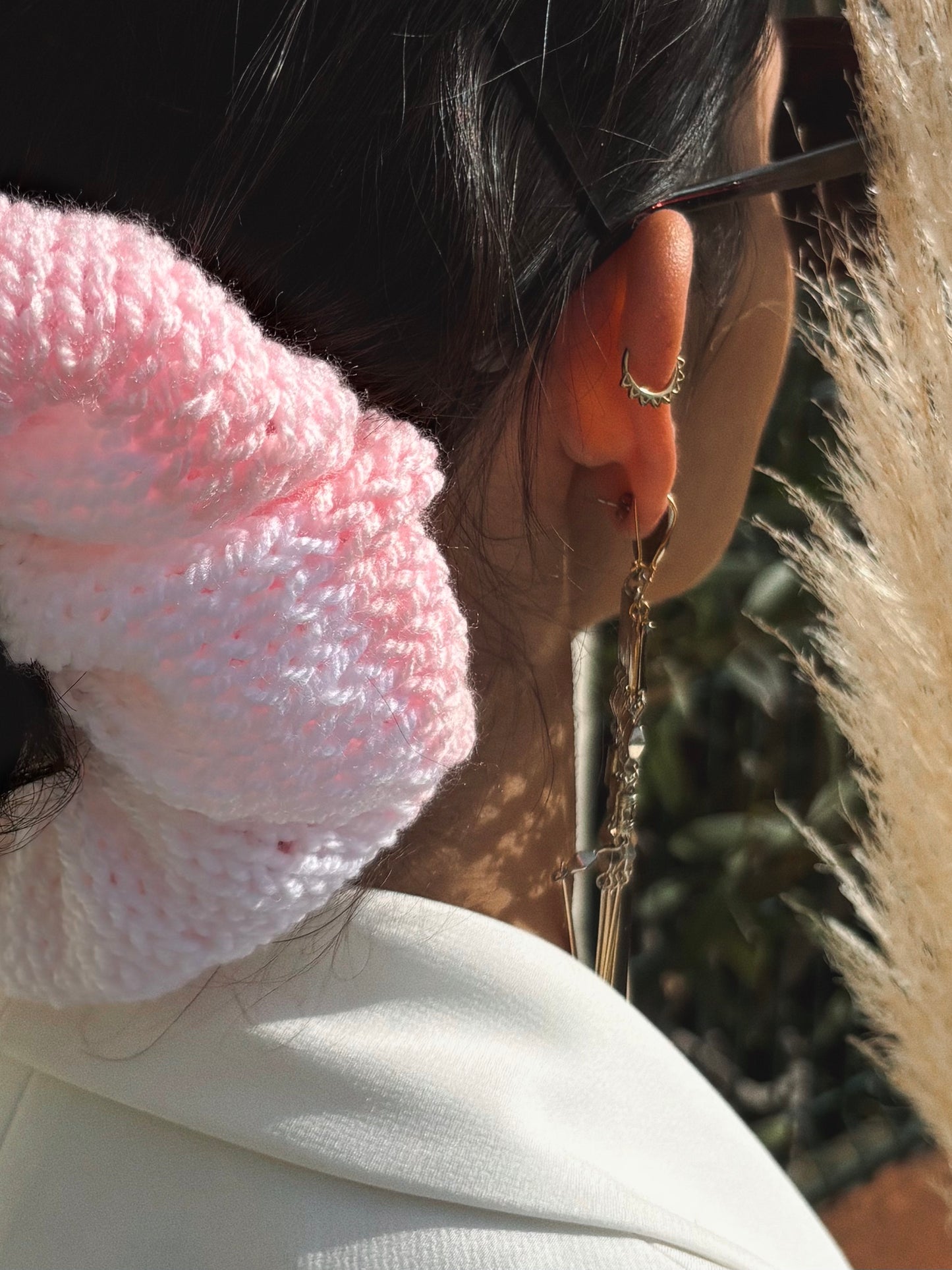Chouchou BICOLORE ROSE BB/BLANC oversize